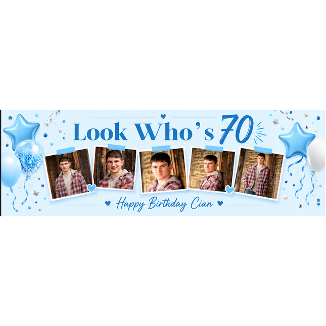 Lordy Lordy Look Whos 70 Personalised Photo Banner