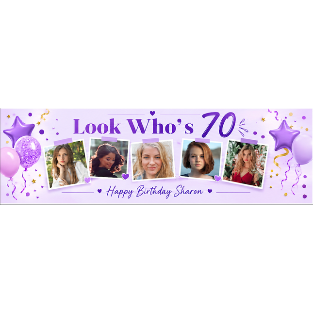 Lordy Lordy Look Whos 70 Personalised Photo Banner