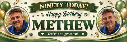 Years Young 90th Birthday Personalised Photo Banner