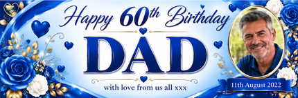 Mums Floral 60th Birthday Party Personalised Photo Banner