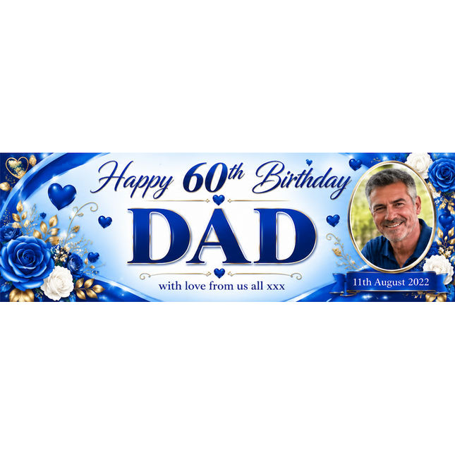 Mums Floral 60th Birthday Party Personalised Photo Banner