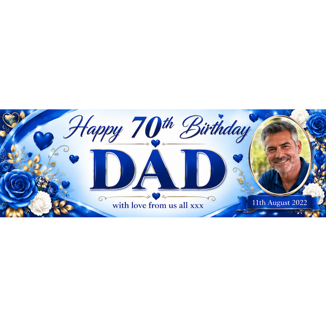 Mums Floral 70th Birthday Party Personalised Photo Banner