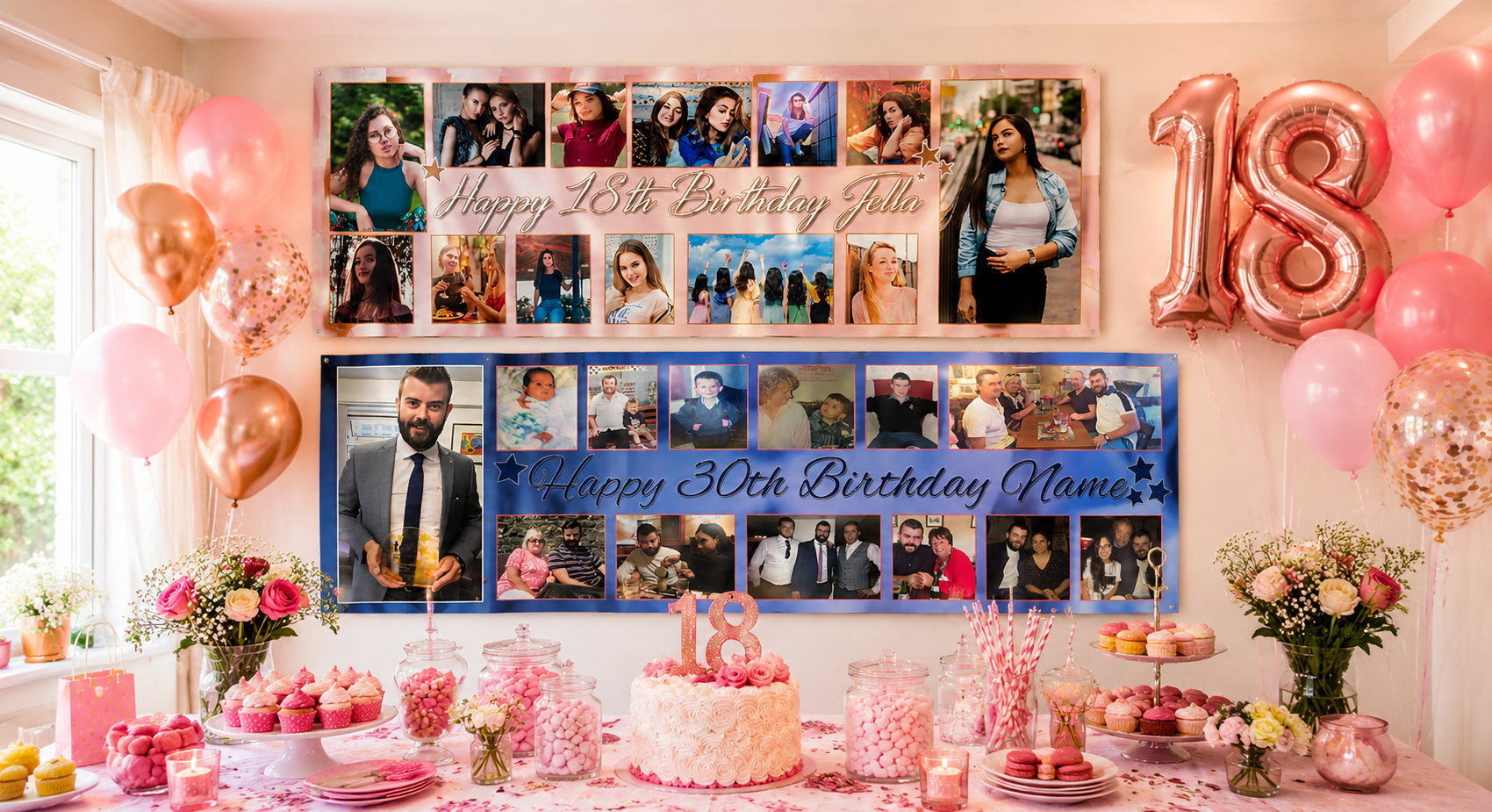 Personalised birthday photo banner with your own photographs