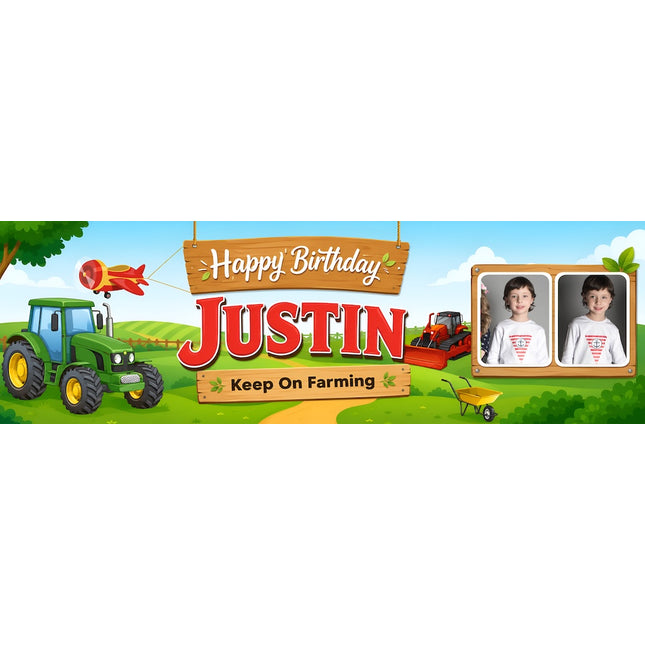 Keep Farming Personalised Photo party Banner