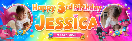 Trolls-tastic Birthday Personalised Birthday Photo Banner