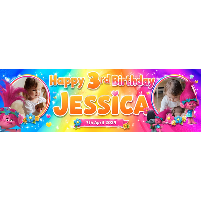 Trolls-tastic Birthday Personalised Birthday Photo Banner