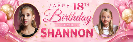Pink & Gold Personalised Birthday Banner