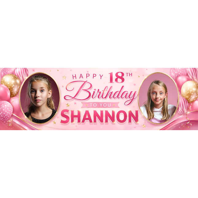 Pink & Gold Personalised Birthday Banner