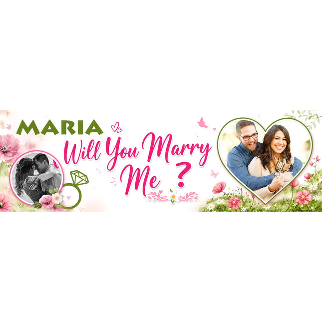 Natural Will You Marry Me Proposal Personalised Banner