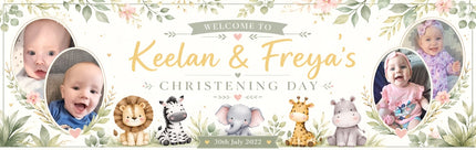 Jungle Christening Day Celebration Personalised Banner