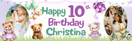 Bear Hugs & Birthday Hugs Personalised Teddy Bear Birthday Photo Banner