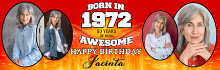 Born Legendary, Personalised Photo Birthday Milestone Banner For ANY AGE