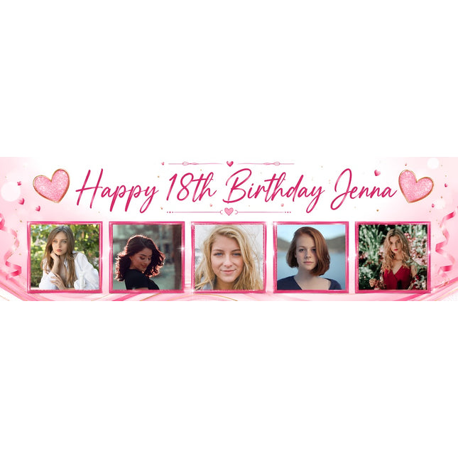 Love Hearts Galore 13 Photo Personalised Party Banner