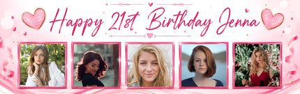 My 21 Years In Pictures Love Hearts Photo Personalised Party Banner