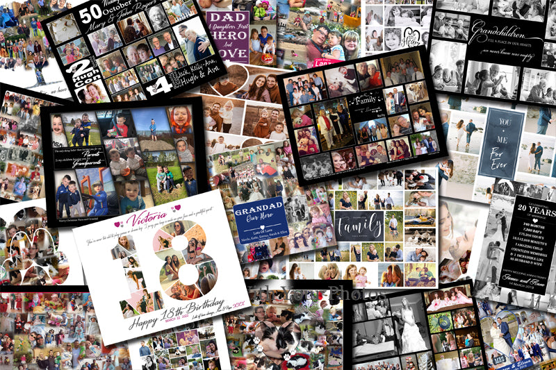 Framed life story photo collage