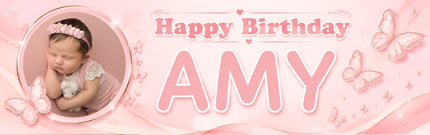 Butterfly Birthday Party Personalised Photo Banner