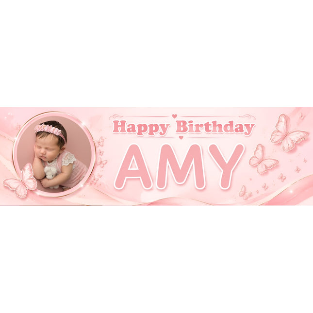 Butterfly Birthday Party Personalised Photo Banner