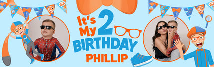 Ready, Set, Two!  Personalised Blippi Birthday Photo Banner
