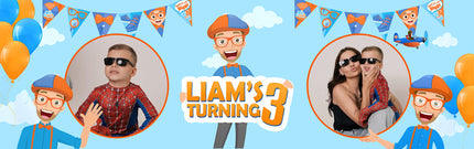 Ready, Set, Two!  Personalised Blippi Birthday Photo Banner