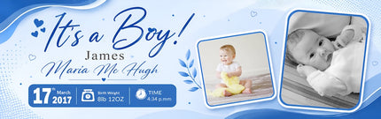 Photo Its A Boy Announcement Personalised Banner