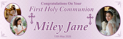 Blessings On Their First Communion Party Personalised Banner