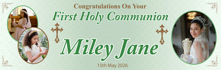 Blessings On Their First Communion Party Personalised Banner