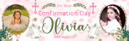 Floral Blessings & Joy Personalised Confirmation Photo Banner