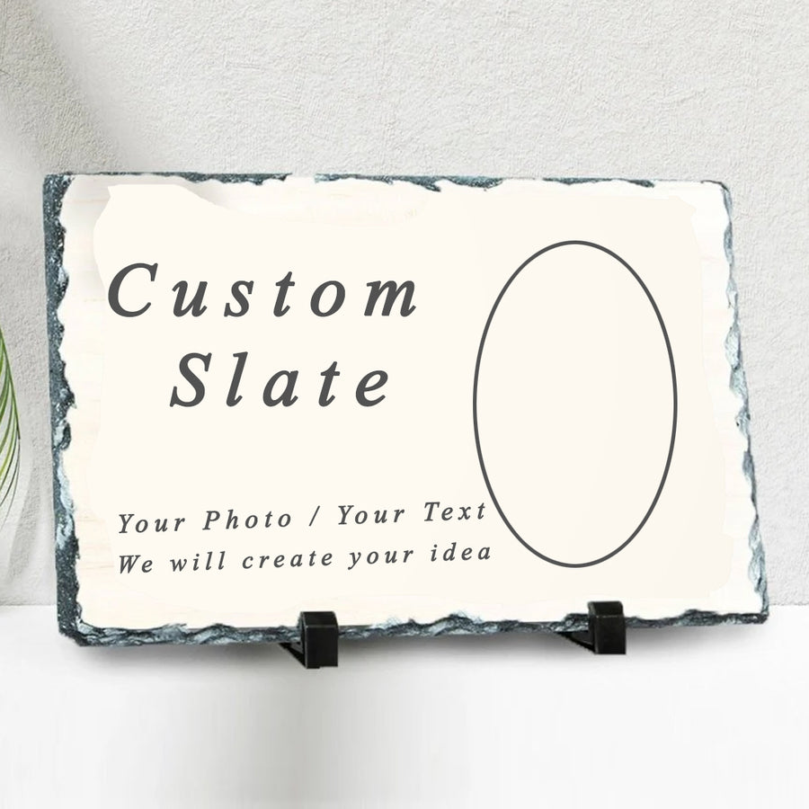 Custom Remembrance Slate (with 1 or 2  Photos) & Custom Text & Unique Design
