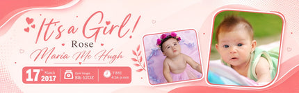 Its A Girl Announcement Personalised Banner