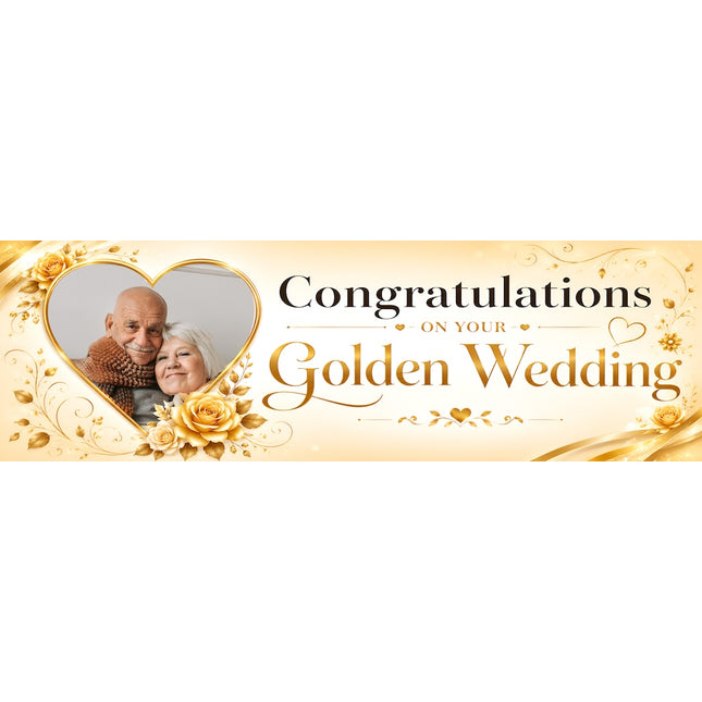 Golden Wedding Anniversary Party Personalised Banner