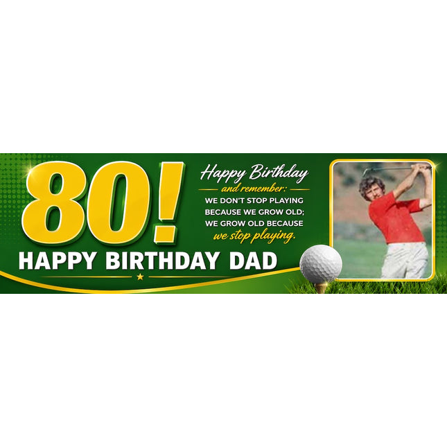 Golf Never Stops 80th Birthday Personalised Photo Banner