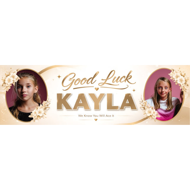 Golden Good Luck Personalised Photo Banner
