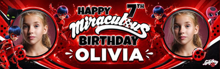 Miraculous Ladybug Celebration Theme Birthday Personalised Banner