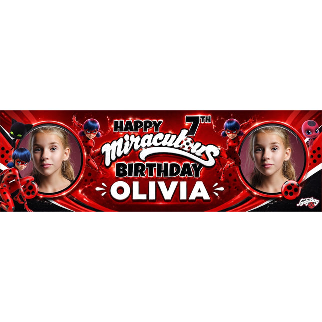 Miraculous Ladybug Celebration Theme Birthday Personalised Banner