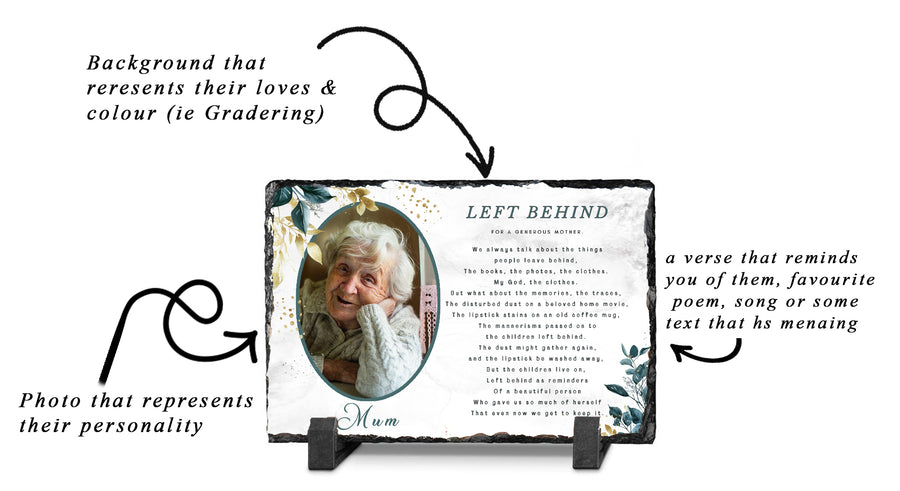 Custom Remembrance Slate (with 1 or 2  Photos) & Custom Text & Unique Design