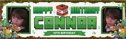 Minecraft Birthday Party Personalised Photo Banner