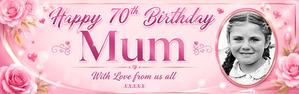 Mums Floral Birthday Party Personalised Photo Banner