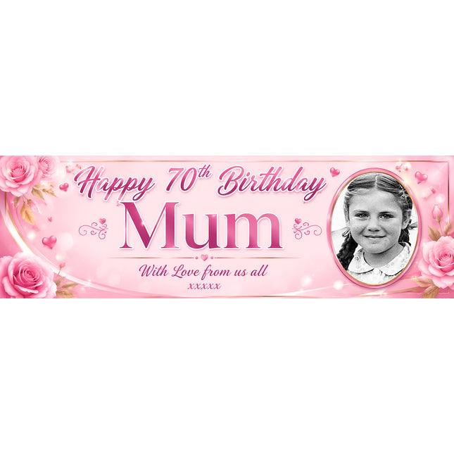 Mums Floral Birthday Party Personalised Photo Banner