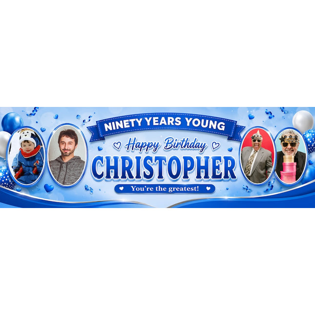 Years Young 90th Birthday Personalised Photo Banner