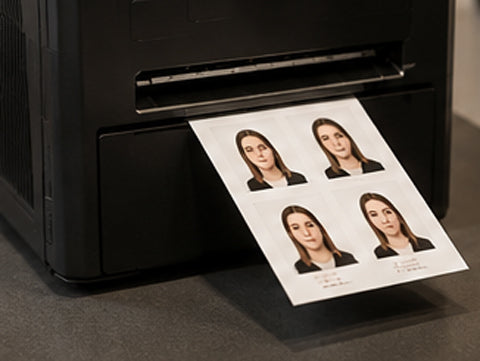 Passport photographs being professionally printed