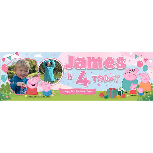 Peppa Pig Birthday Party Personalised Photo Banner