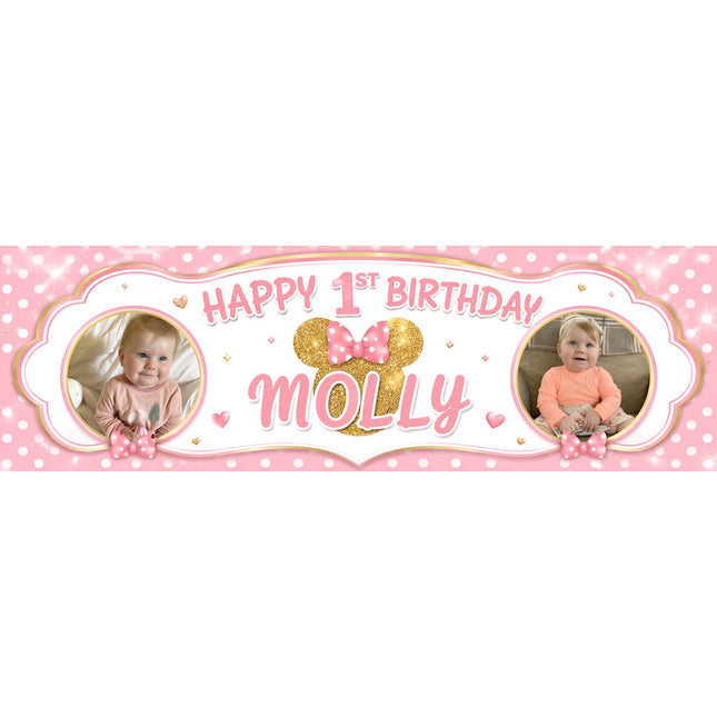Rose Gold Birthday Personalised Disney Photo Banner
