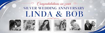 Silver Anniversary 25th Personalised Banner Banner