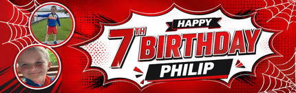 Spiderman Birthday Party Personalised Photo Banner