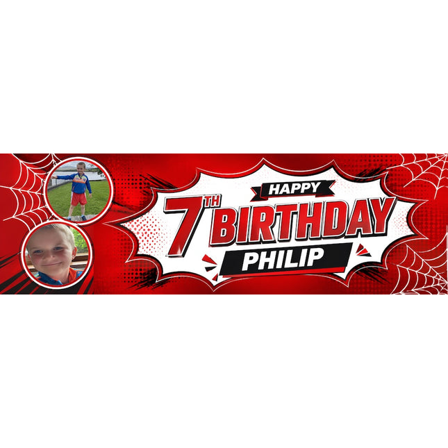 Spiderman Birthday Party Personalised Photo Banner