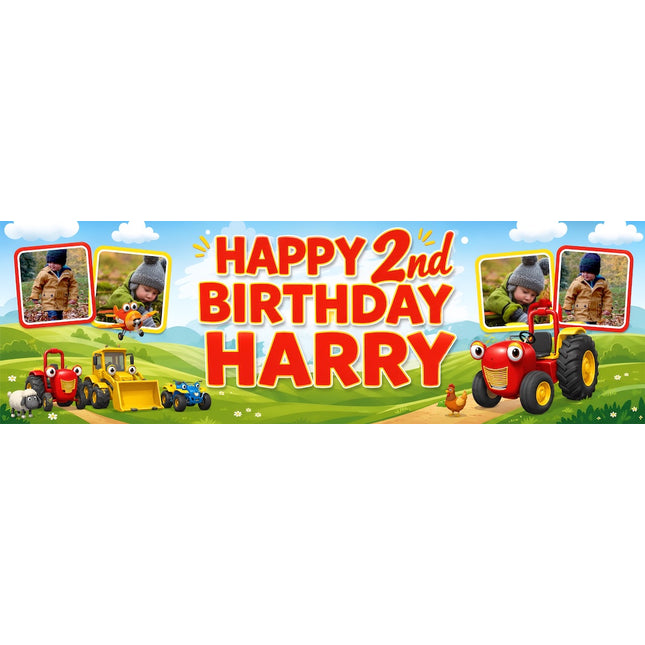 Tractor Tom Personalised Photo Birthday Banner
