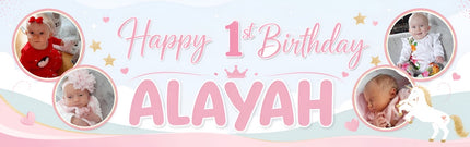 Little Unicorns Dancing Personalised Photo party Banner
