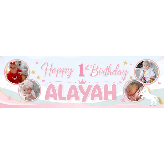 Little Unicorns Dancing Personalised Photo party Banner