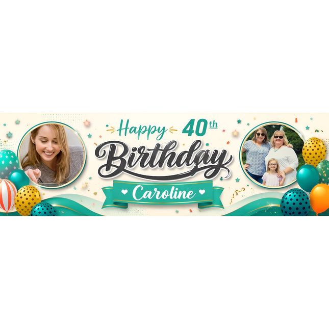 Swirl Birthday Personalised Photo Banner