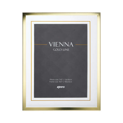 9X7 Vienna Gold Line Photo Frame by Kenro For 7X5 Photos